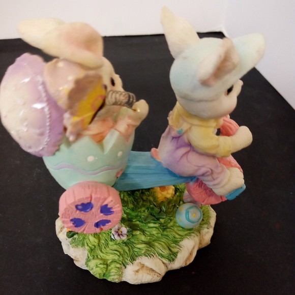 Ceramic Easter Bunnies on a moving tricycle Made in‎ China unmarked - Picture 6 of 12